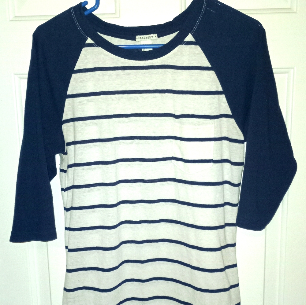 Forever 21 Navy and White baseball tee
